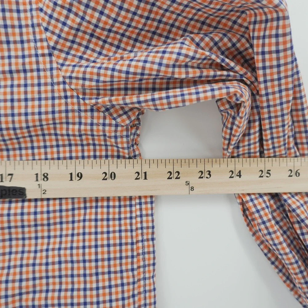 Ralph Lauren Button Down Shirt Boys XL 18-20 Orange Blue Gingham Check Cotton
